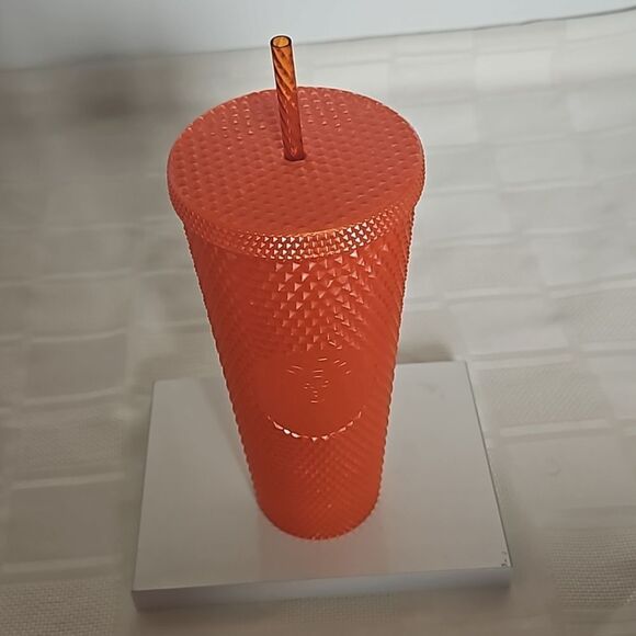 Starbucks Studded Cold Cup Venti Tumbler 24oz Orange - Picture 2 of 16